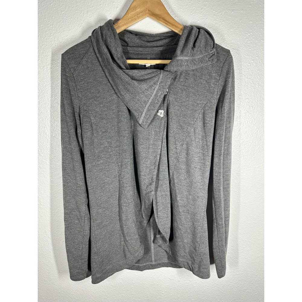 Maurices Cardigan Sweater Womens Medium Gray Hooded Cowl Neck Open Front Jersey